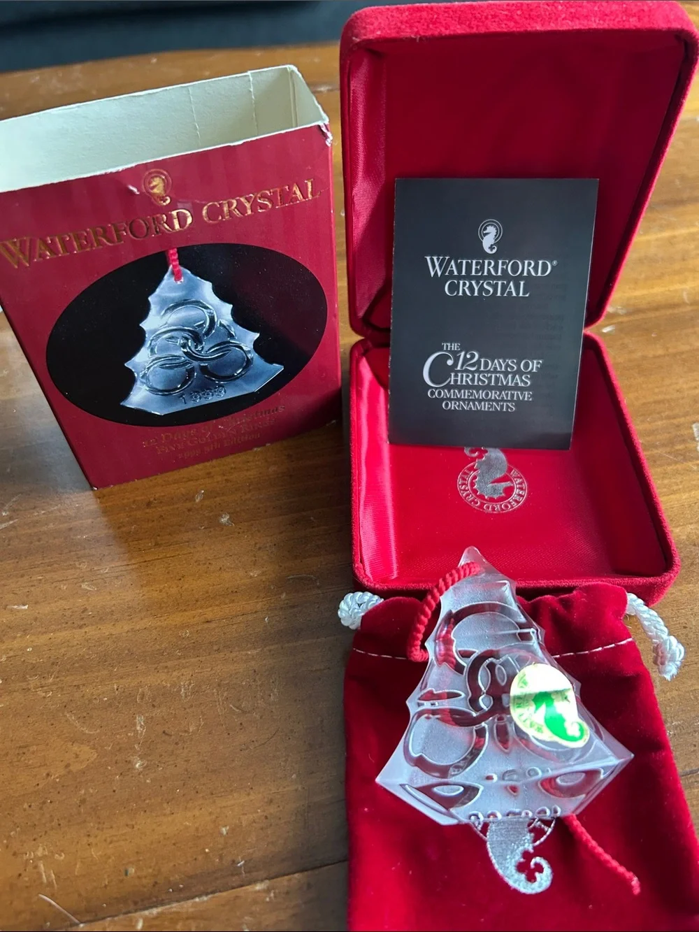 Waterford Crystal 1999 Five Golden Rings Christmas Ornament
